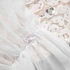Crew-Neck Rhinestone-Embellished Guipure Lace Long-Sleeve Dress