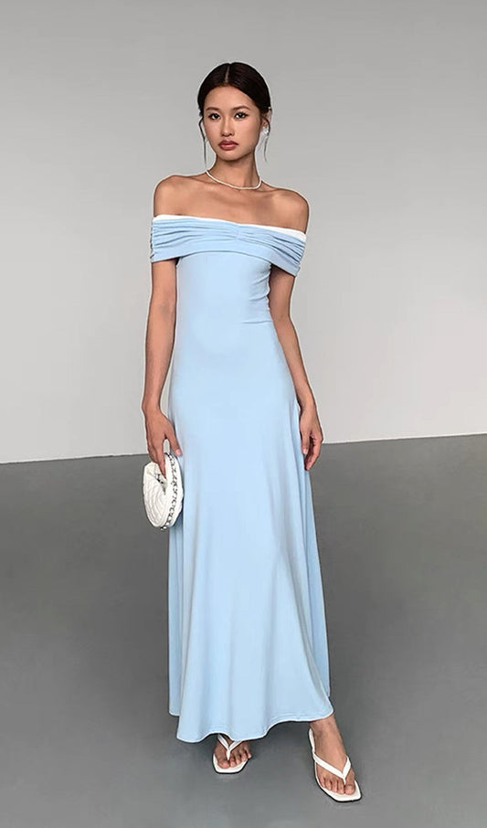 Solid Off Shoulder Midi Dress