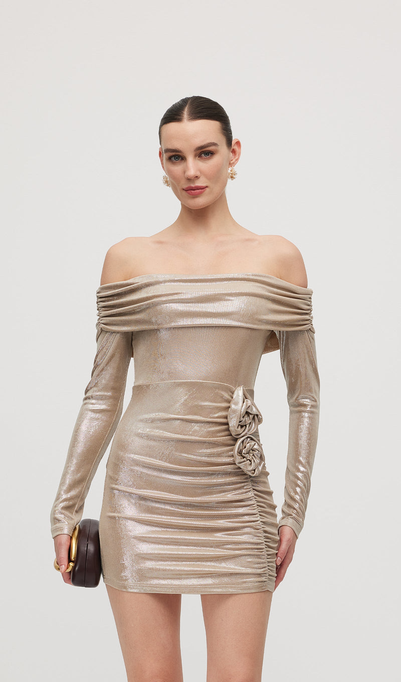 Off Shoulder Long Sleeve Mini Dress