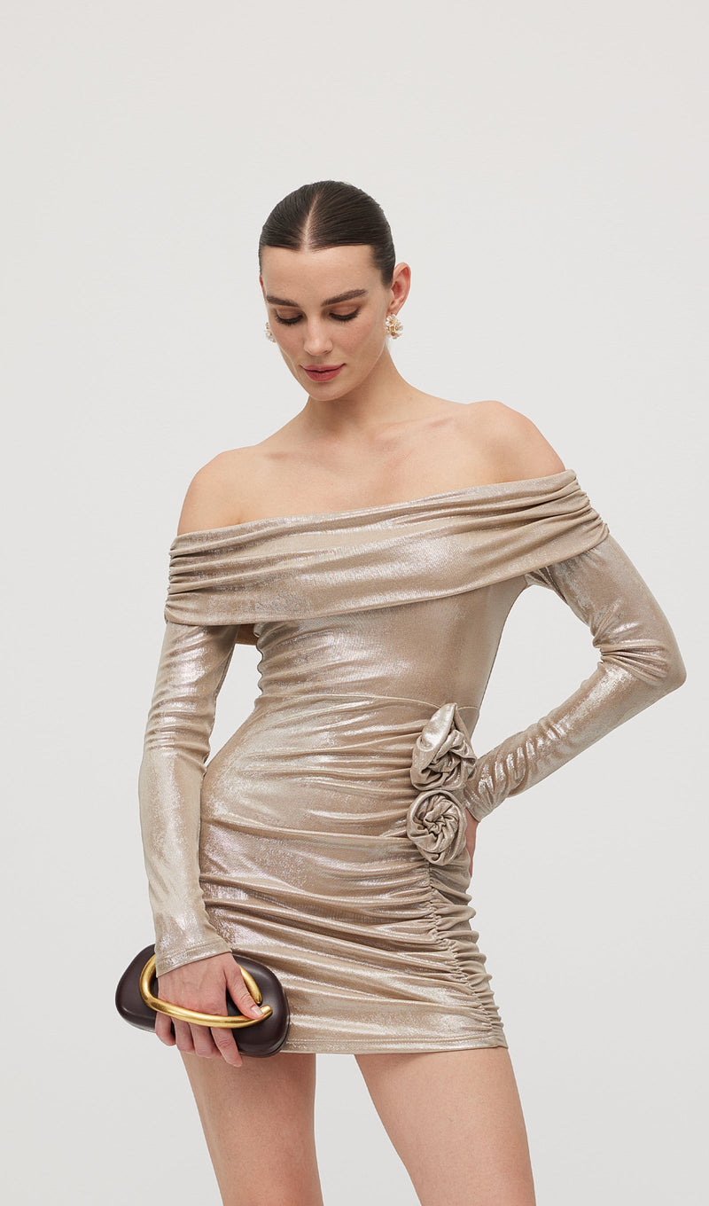 Off Shoulder Long Sleeve Mini Dress