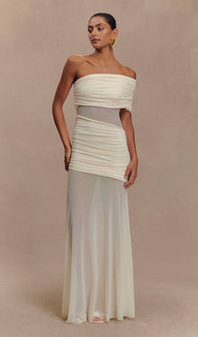 One Shoulder Mesh Maxi Dress