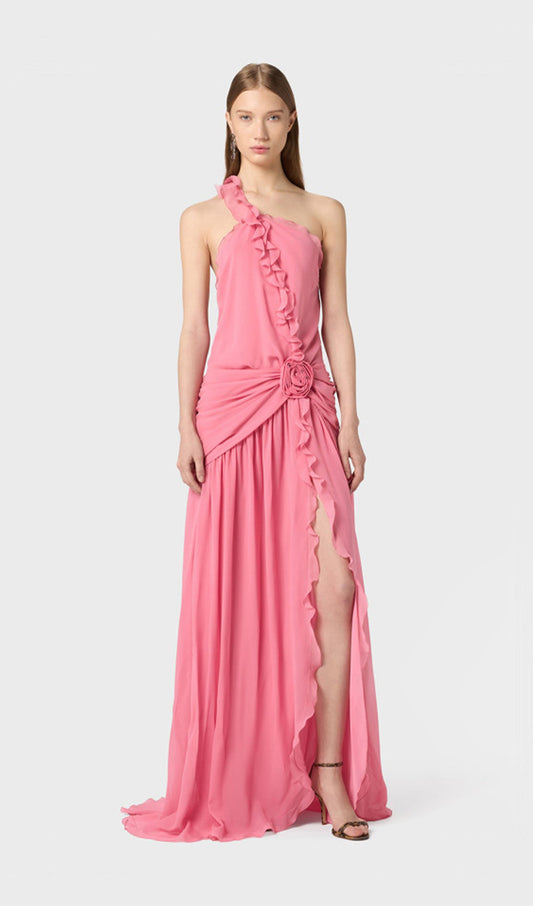 One Shoulder Ruffled Maxi Dress