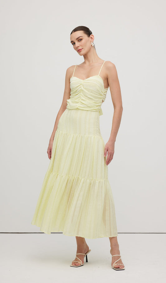 Pleated Backless Tiered Cami Midi Dress