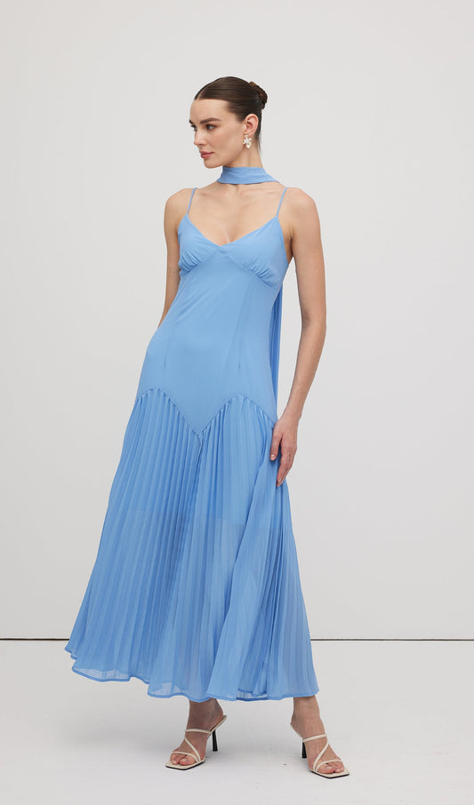 Plunge Front Ruffled Hem Midi Dress
