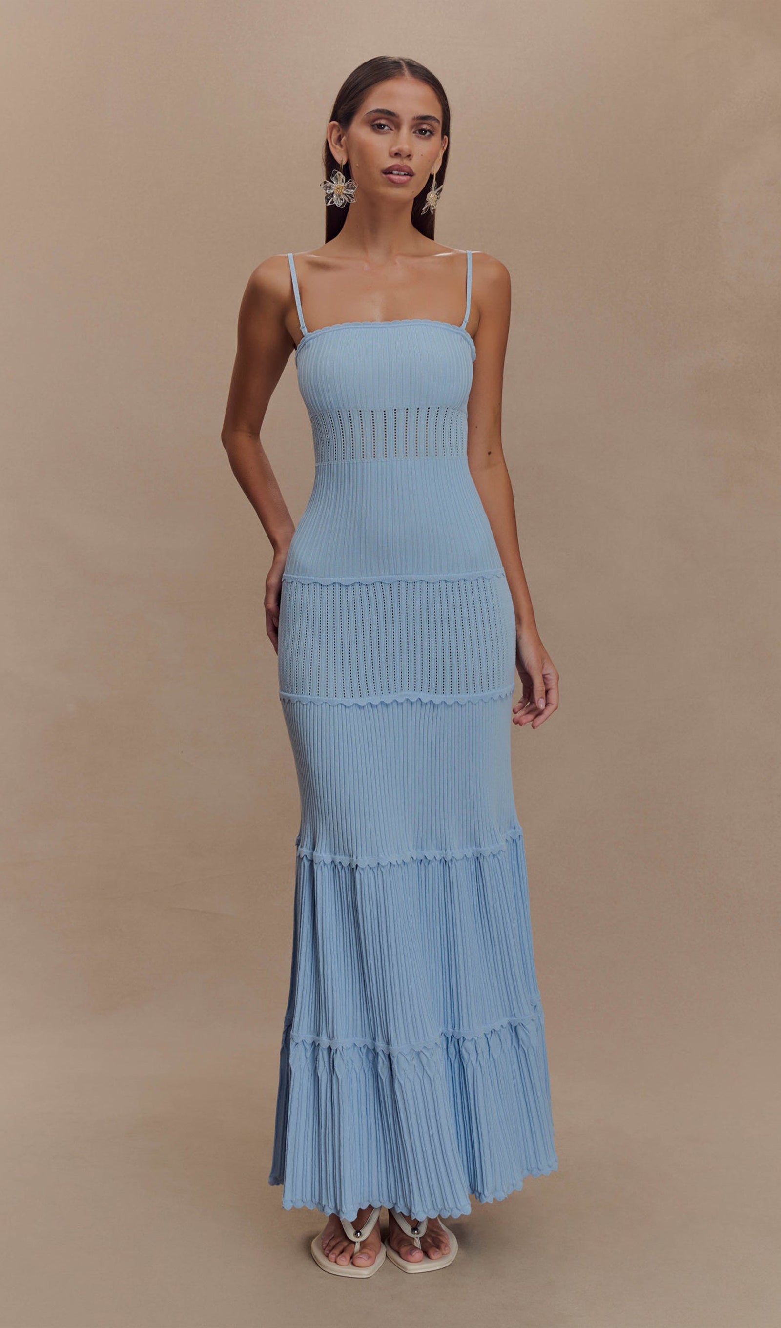 Pointelle Knit Maxi Dress