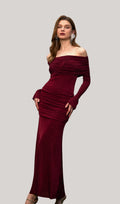 Jersey Draped Off-shoulder Maxi Dress