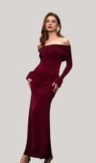Jersey Draped Off-shoulder Maxi Dress