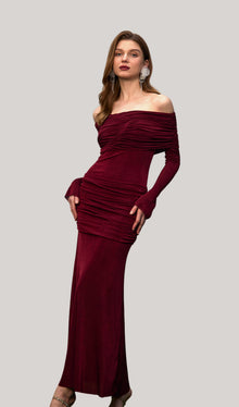 Jersey Draped Off-shoulder Maxi Dress