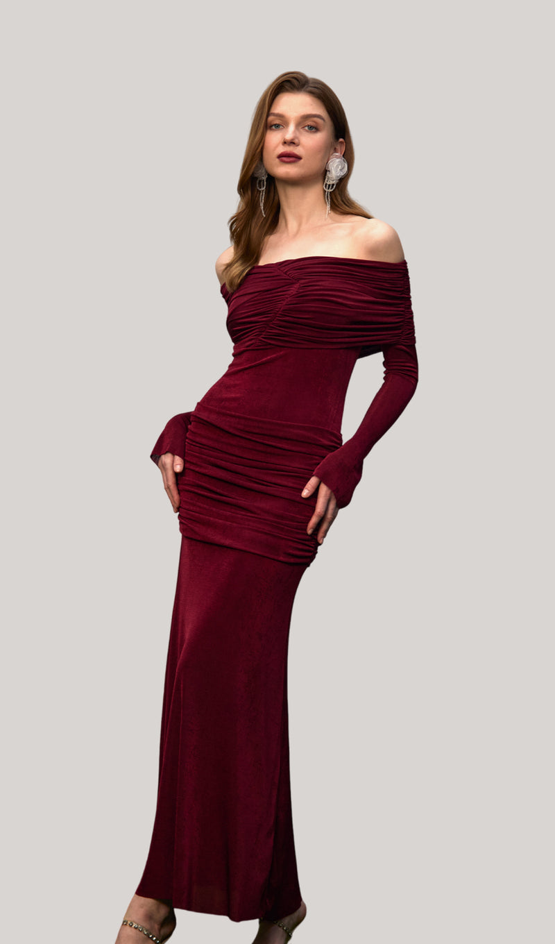 Jersey Draped Off-shoulder Maxi Dress