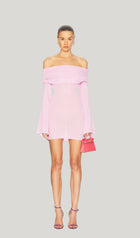 Off Shoulder Rib Knit Mini Dress