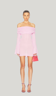 Off Shoulder Rib Knit Mini Dress