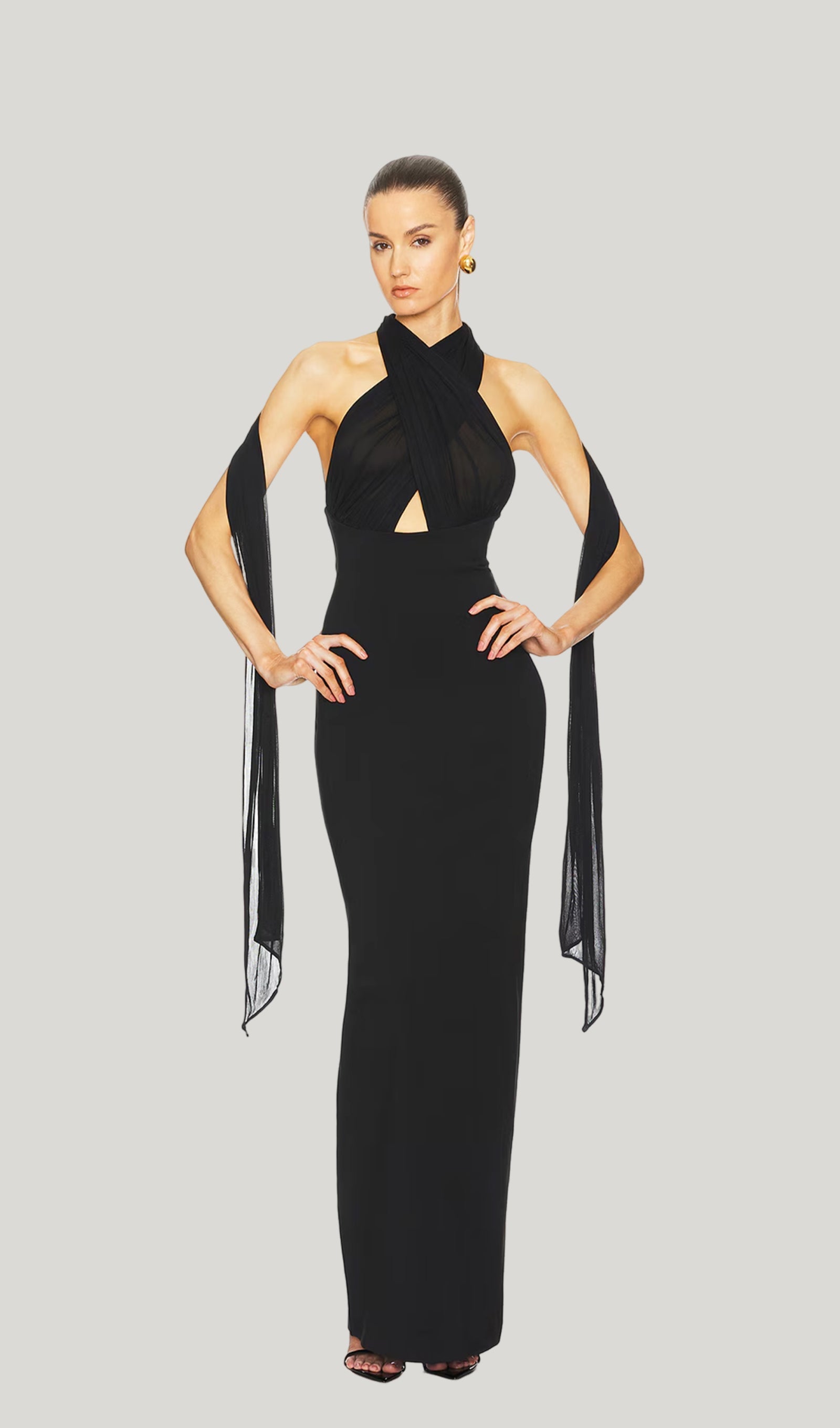 Halter Mesh Maxi Dress