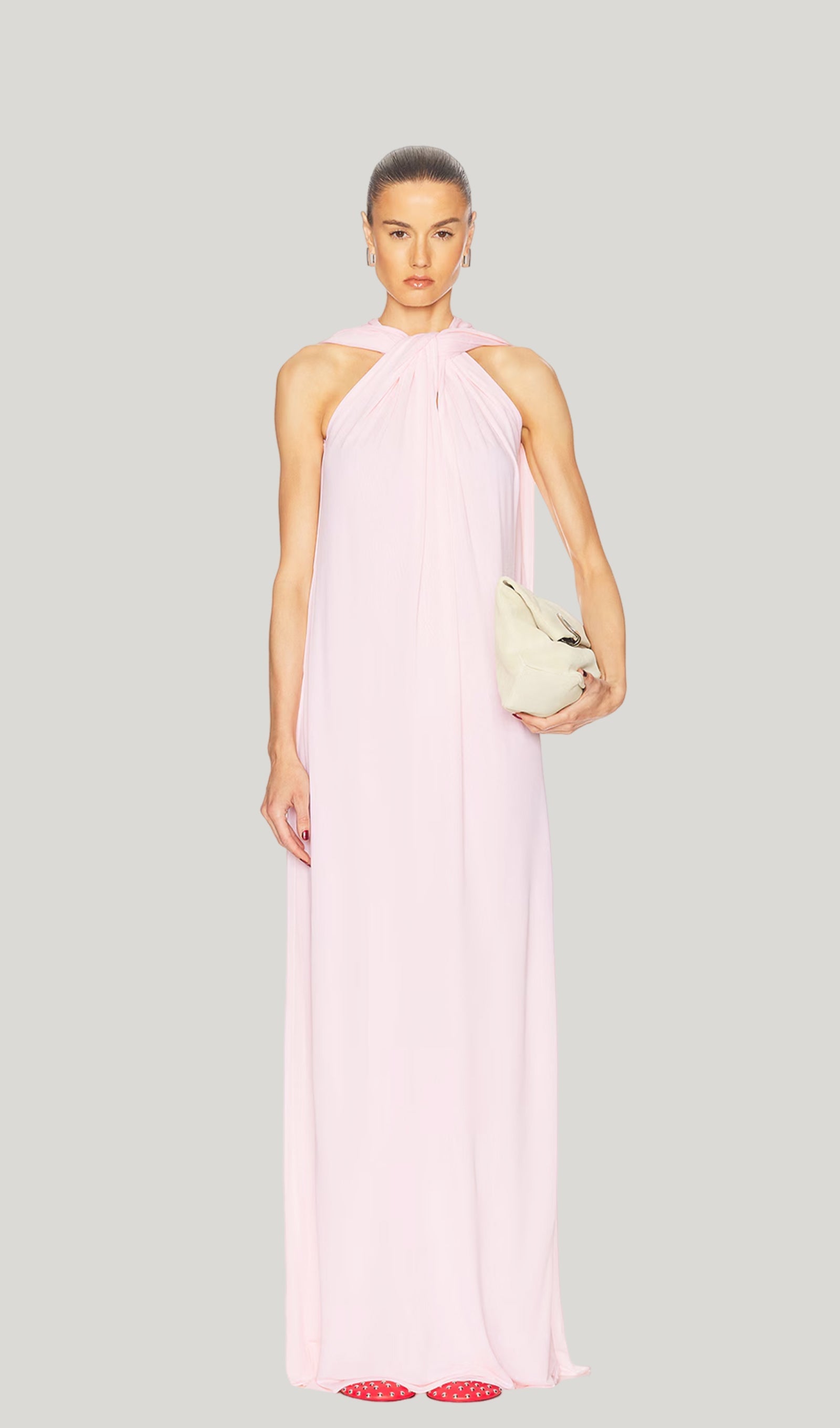 Twisted Georgette Gown Maxi Dress