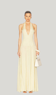 Halter V Neck Maxi Dress