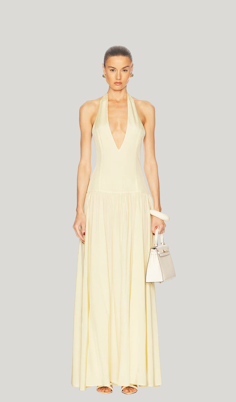 Halter V Neck Maxi Dress