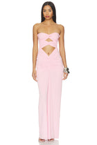 Strapless Front-Knot Cutout Ruched Maxi Dress