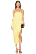 Strapless Draped Side-Slit Wrap Dress