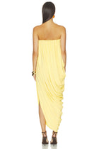 Strapless Draped Side-Slit Wrap Dress