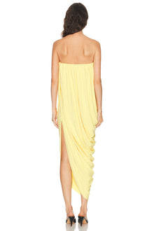 Strapless Draped Side-Slit Wrap Dress