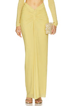 V-Neck Front Knot Cut-Out Top & Ruched Maxi Skirt Set