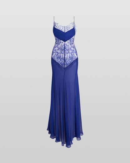 Lace Paneled Spaghetti Strap Maxi Dress