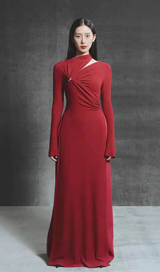 Hollow Out Metallic Decor Maxi Dress