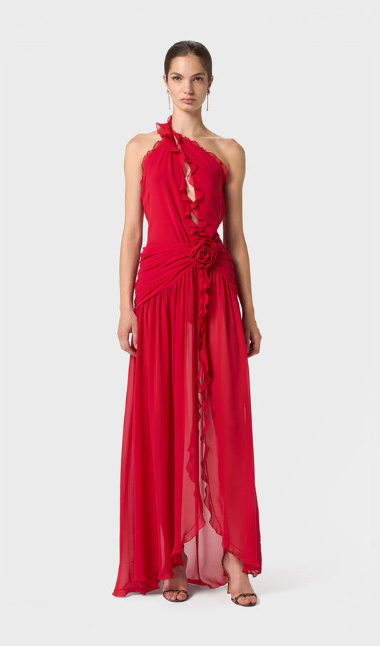 One Shoulder Georgette Maxi Dress