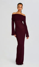 Off Shoulder Slim Fit Maxi Dress