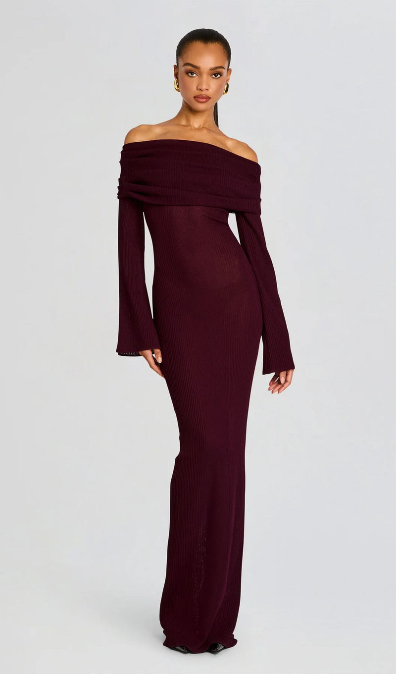 Off Shoulder Slim Fit Maxi Dress