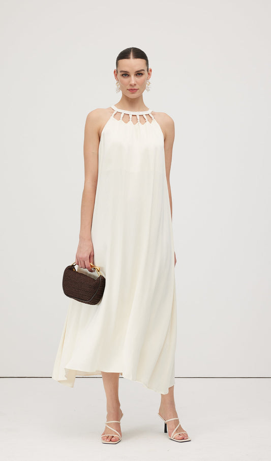 Round Neck Hollow Sleeveless Midi Dress