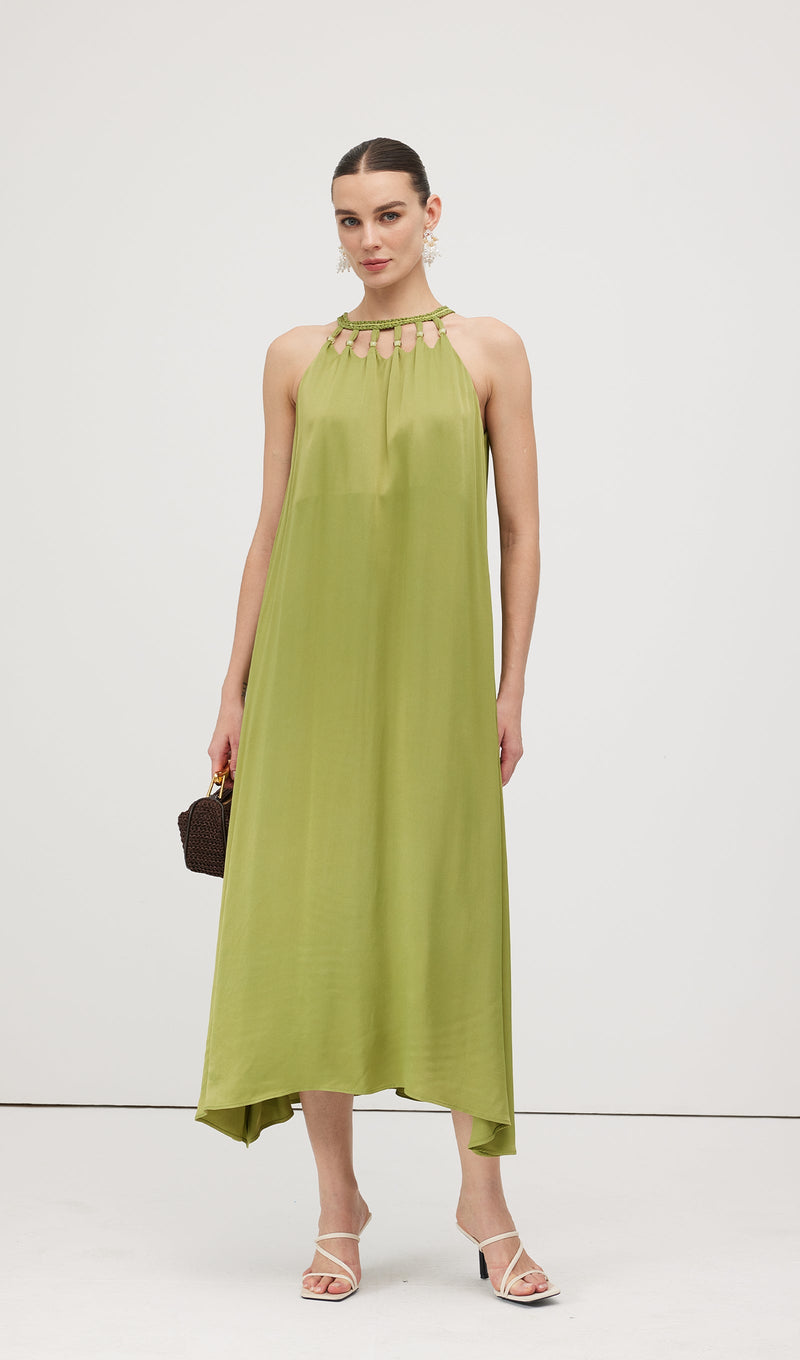 Round Neck Hollow Sleeveless Midi Dress