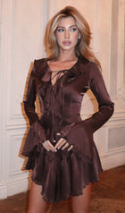 Ruffled Satin Mini Dress