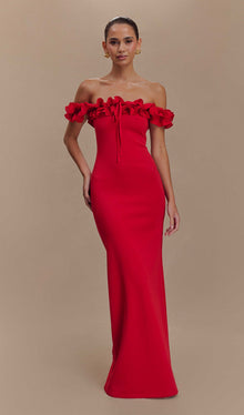 Ruffle Off Shoulder Maxi Dress