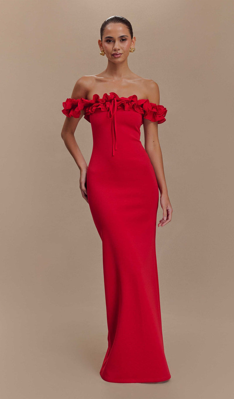 Ruffle Off Shoulder Maxi Dress