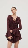 Ruffled Satin Mini Dress