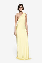 One-Shoulder Sash Backless Satin Dress