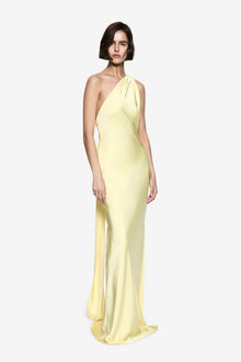 One-Shoulder Sash Backless Satin Dress