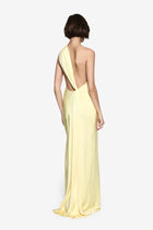 One-Shoulder Sash Backless Satin Dress