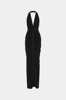 Deep-V Halter Backless Ruched Dress