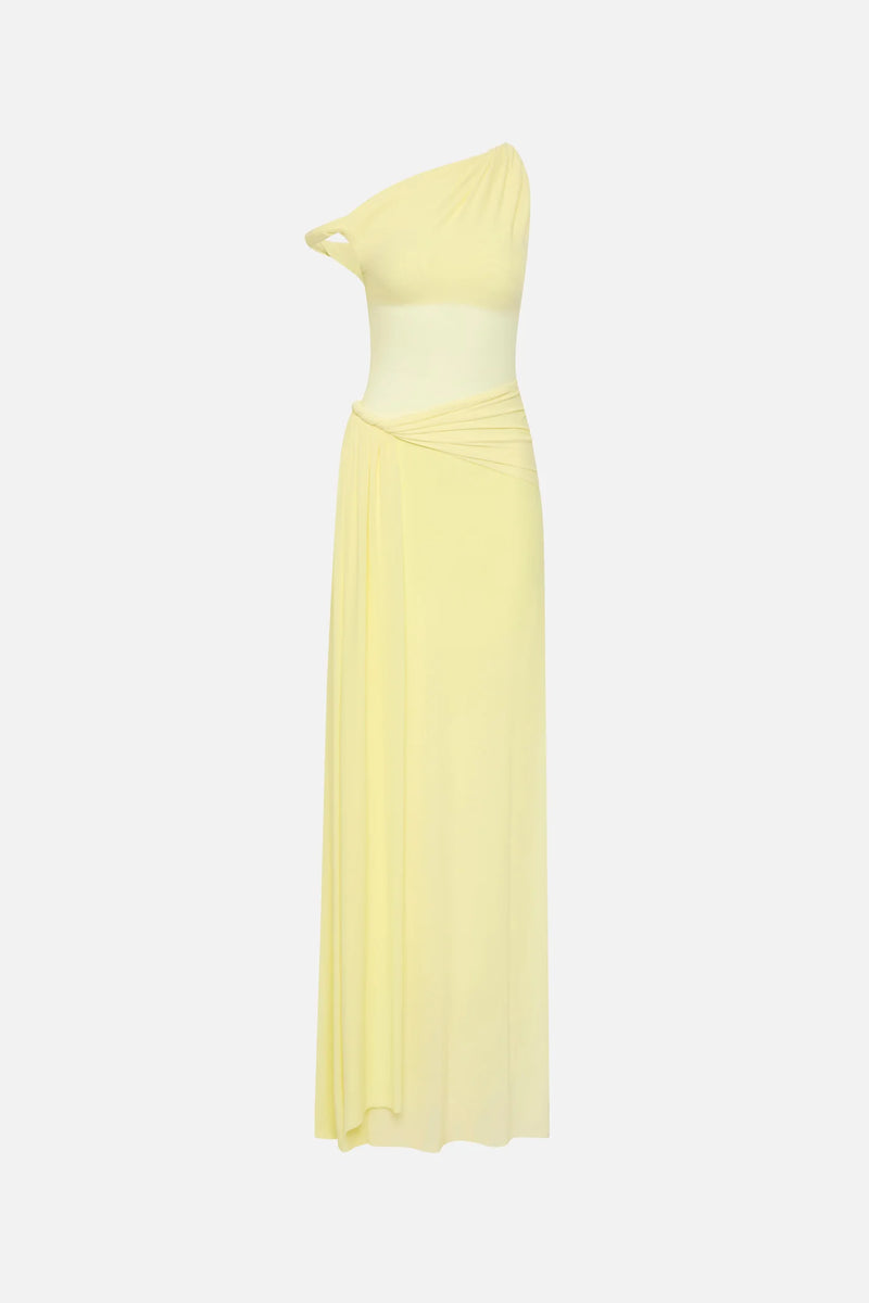 One-Shoulder Knot Mesh-Panel Dress