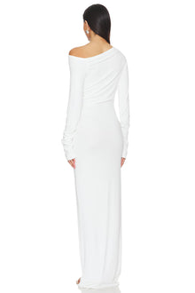 Asymmetrical Off-Shoulder Knit Long-Sleeve Dress