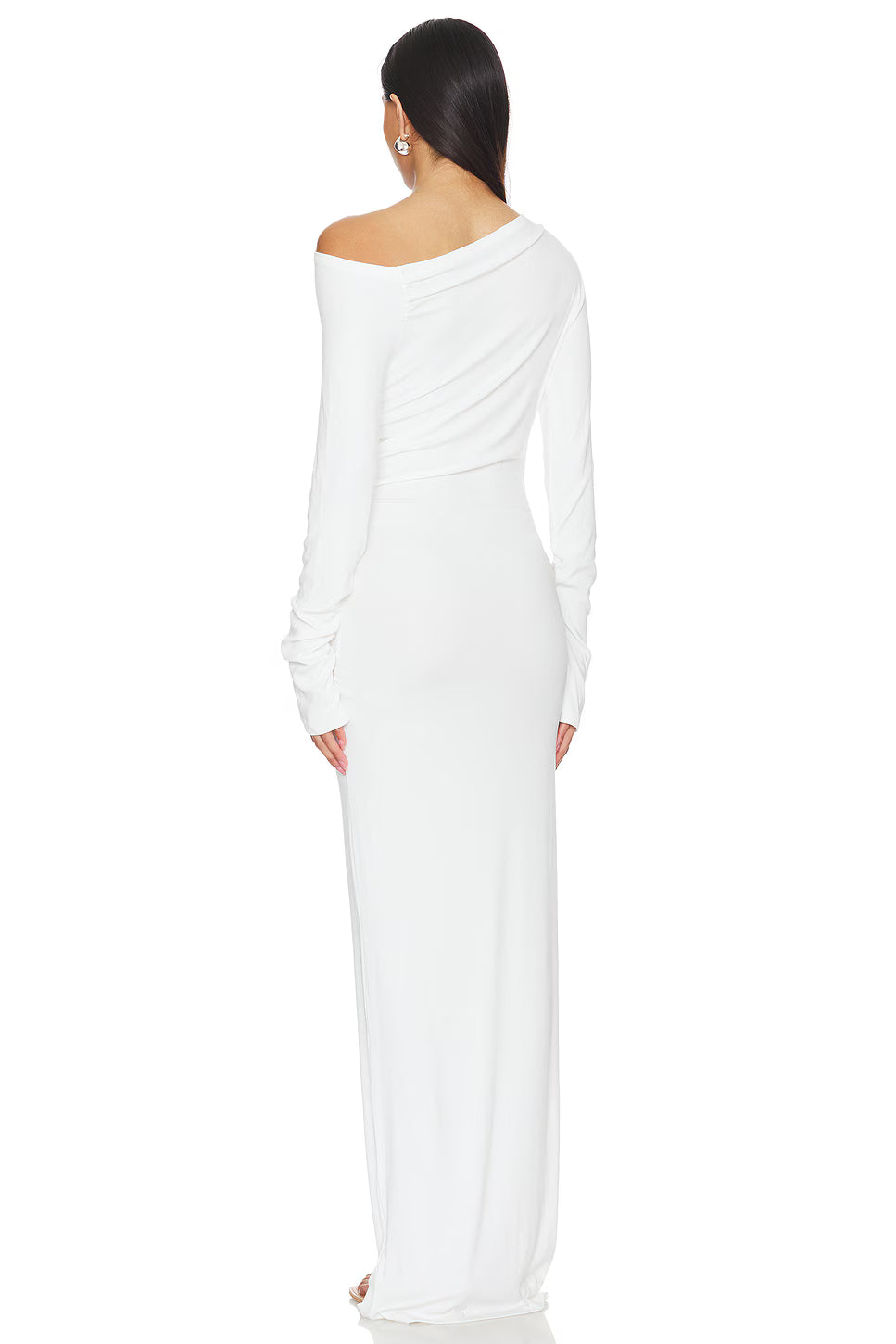 Asymmetrical Off-Shoulder Knit Long-Sleeve Dress