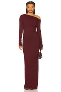 Asymmetrical Off-Shoulder Knit Long-Sleeve Dress