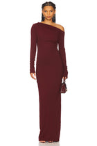 Asymmetrical Off-Shoulder Knit Long-Sleeve Dress