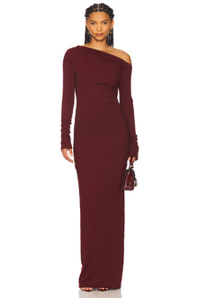 Asymmetrical Off-Shoulder Knit Long-Sleeve Dress