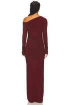 Asymmetrical Off-Shoulder Knit Long-Sleeve Dress