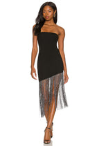 Strapless Bandage Metallic Fringe Splicing Dress