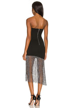 Strapless Bandage Metallic Fringe Splicing Dress
