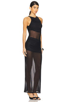 Sleeveless Small V-Neck Semi-Sheer Mesh Dress
