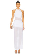 Sleeveless Small V-Neck Semi-Sheer Mesh Dress